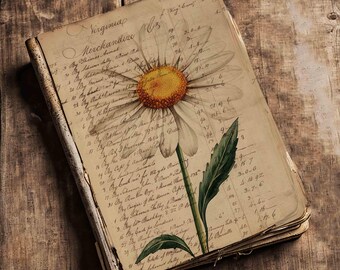 Daisy Antique Ledger Ephemera Pages: Junk Journal Paper Crafts (Digital Kit)