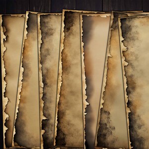 Documenti stampabili con bordo bruciato, carta strappata bruciata digitale Grunge per riviste spazzatura, supporti misti, album di ritagli, artigianato vintage