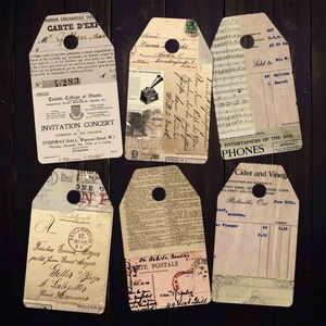 Etichette stampabili con effimeri vintage per diari di scarto, collage di tecniche miste, lavori di carta antica, album di ritagli, etichette da appendere con download digitale