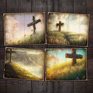 Rugged Cross Digital Paper: Vintage Christian Backgrounds (Digital Download)