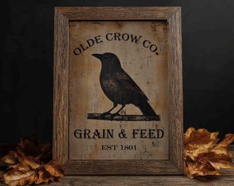 Printable Olde Crow Sign: Rustic Halloween Decor (Digital Download 8x10 JPEG Files)