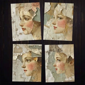 Printable Abstract Face Collage Sheet: Mixed Media Junk Journal (Digital Download)