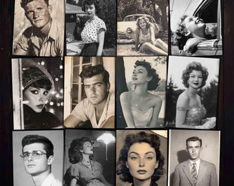 May include: A collage of black and white photographs featuring various people. The photos are arranged in a grid pattern and show a variety of poses and expressions.