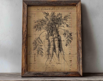 Antique Carrots Easter Print: Grunge Vintage Ephemera Wall Art (Digital Download)