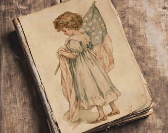 Páginas de 4x6 pulgadas para niños del 4 de julio, ideales para manualidades vintage y diarios creativos (descarga digital).