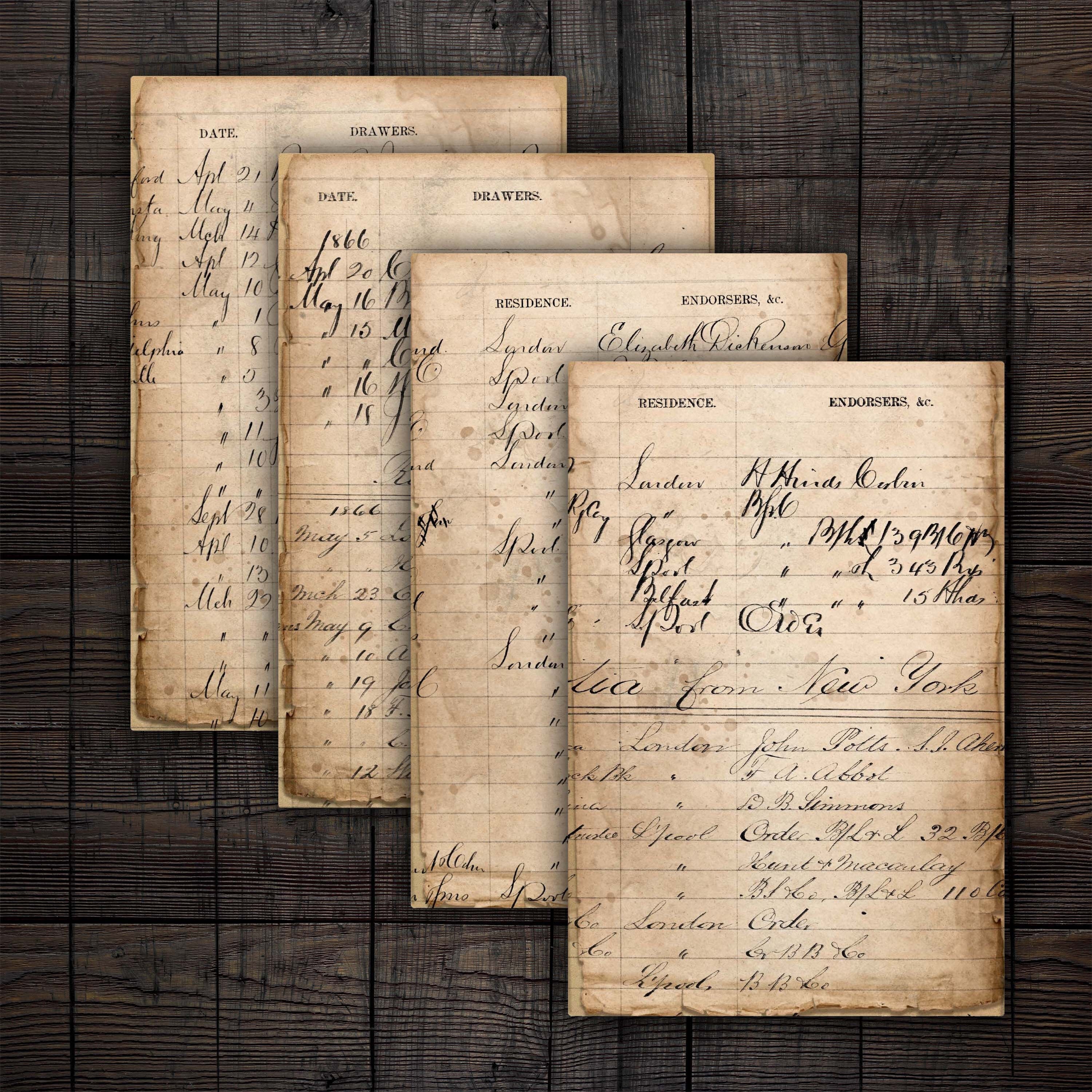 Printable Antique Ledger Pages for Junk Journals Scrapbooks | Etsy