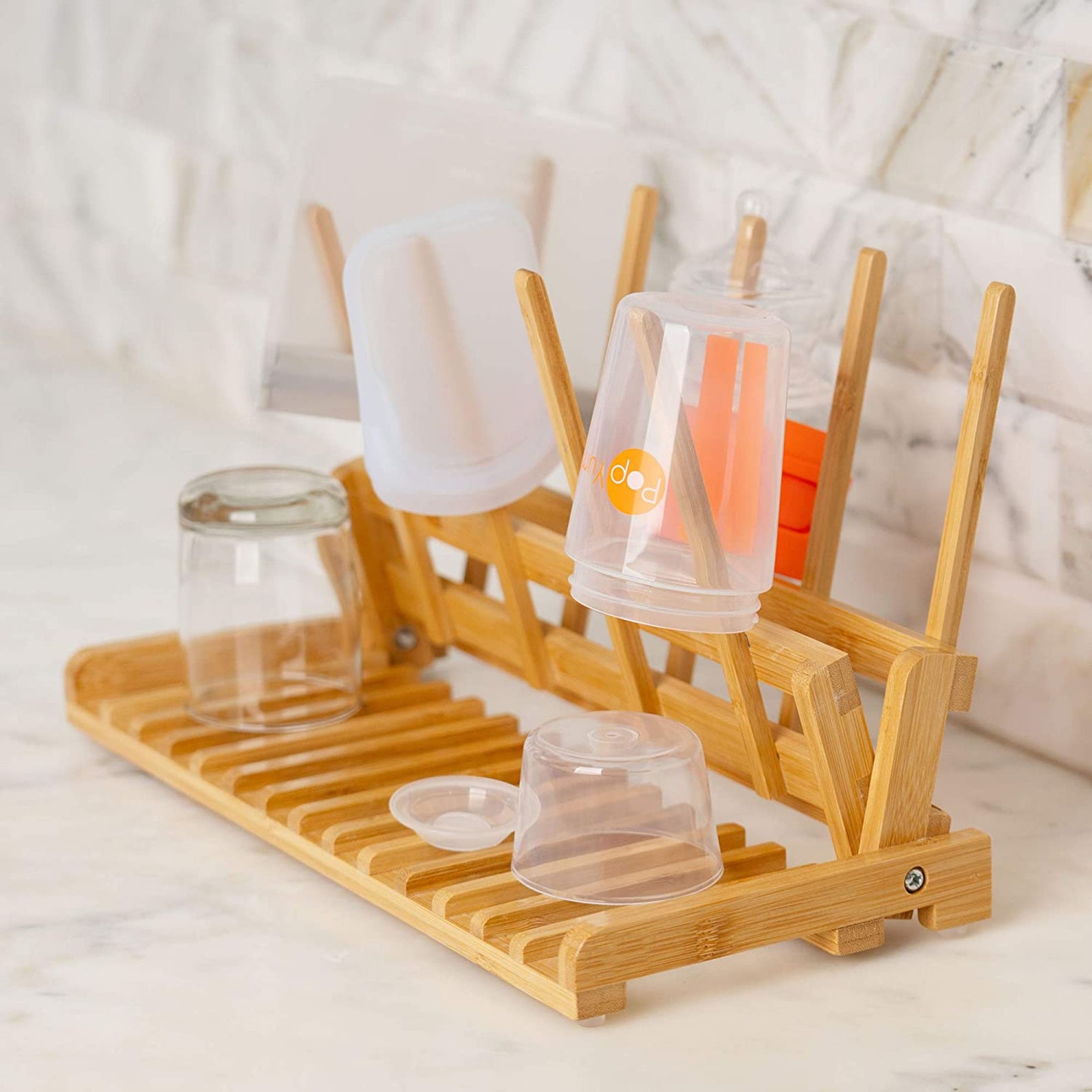 Space Saving Bamboo Drying Rack Countertop Wood Folding Etsy