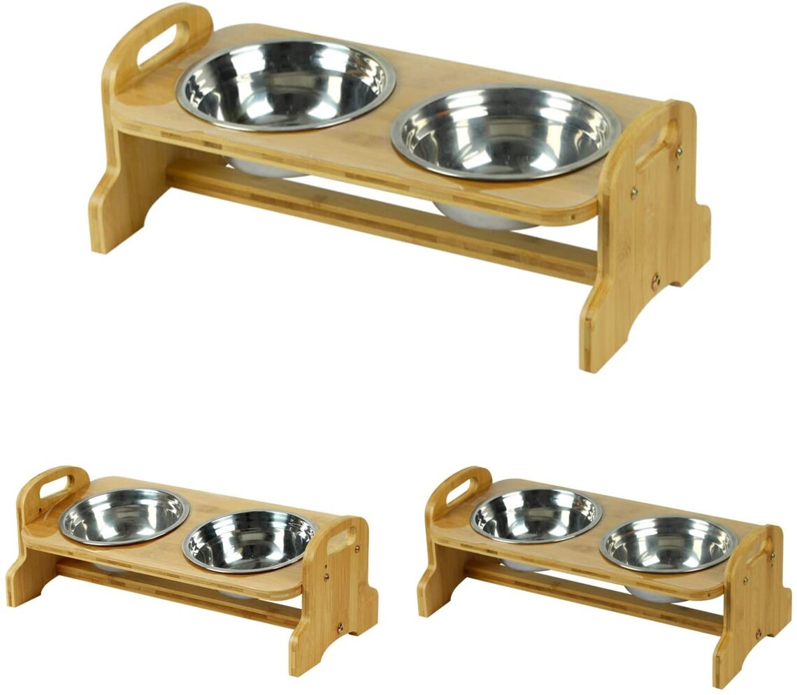 Adjustable Raised Dog Bowls Includes 2 Stainless Steel Bowls Etsy