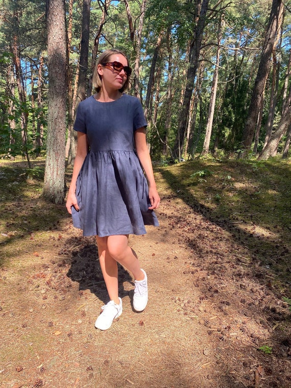 Vacation Dress, Summer Linen Dress, Adjustable Drawstring, Loose Linen Boho  Dress, Travel and Resort Dress - Etsy