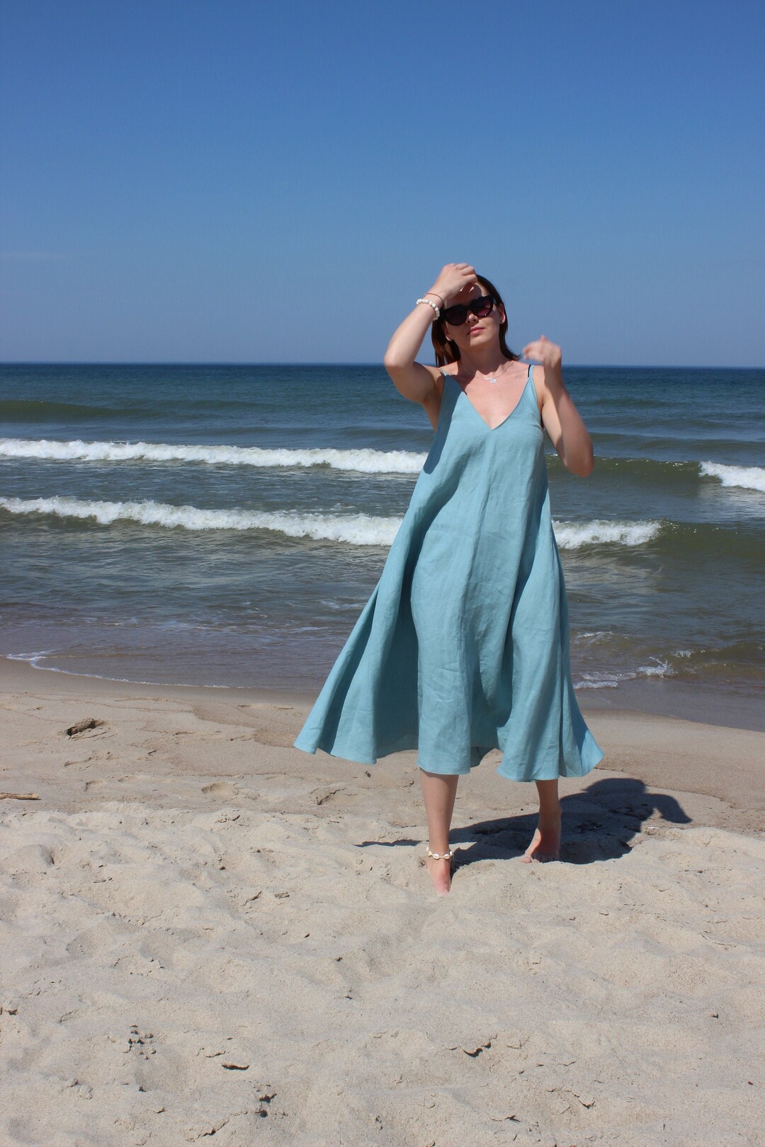 Linen Slip Dress - Sand