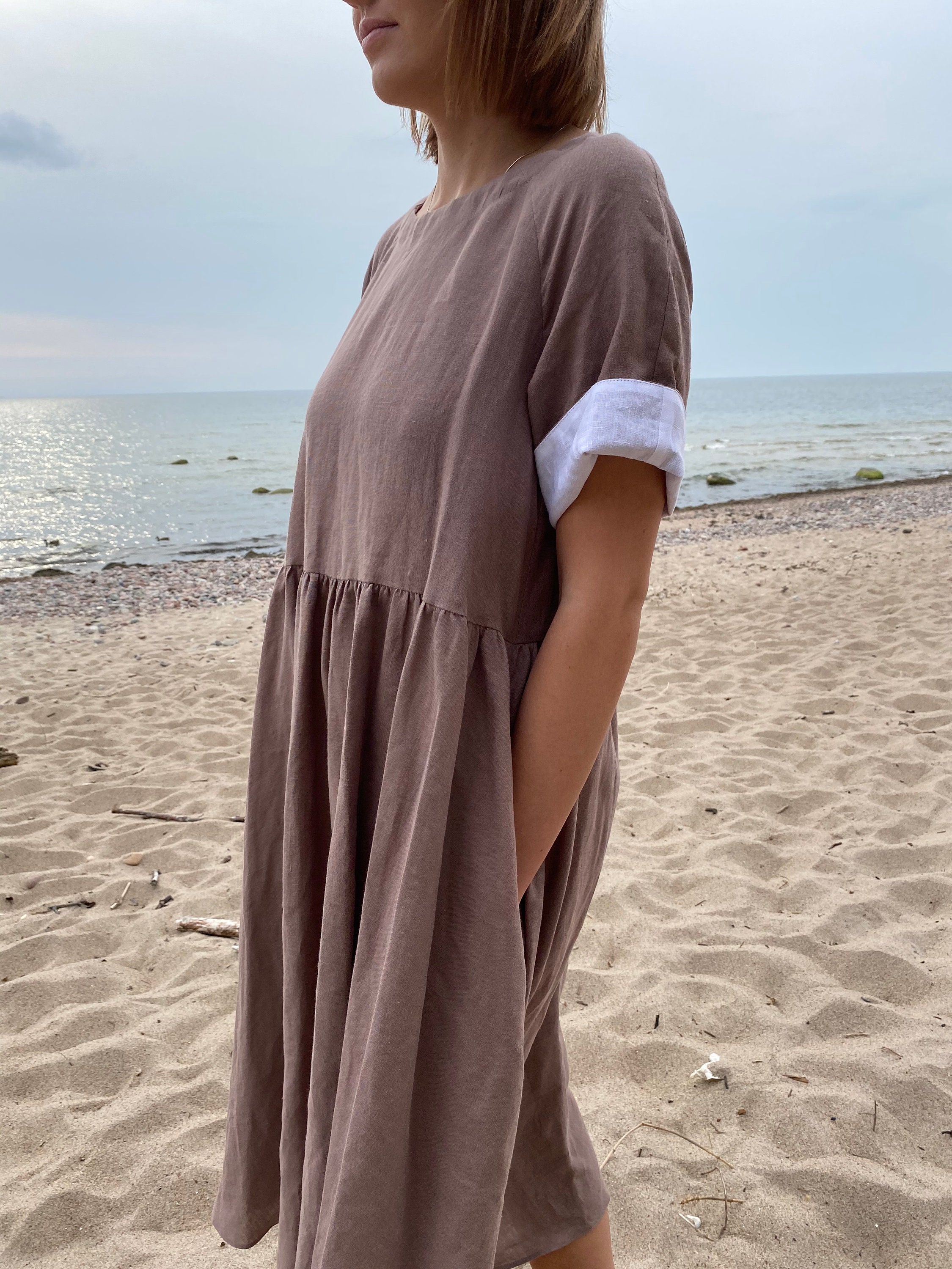 Basic Loose Fit Linen Dress