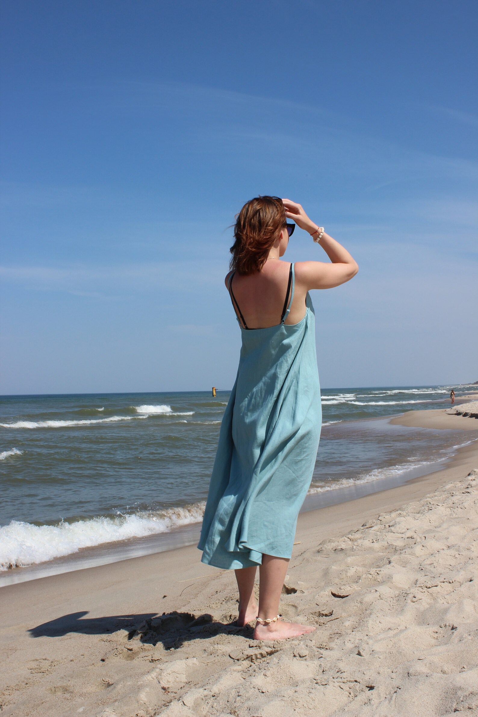 Linen Maxi Slip Dress With Pockets Sleeveless Beach Sundress - Etsy