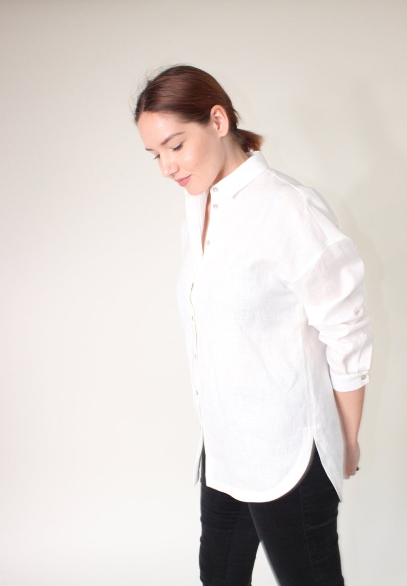White Linen Blouse, White Linen Top, Linen Shirt Women, Capsule