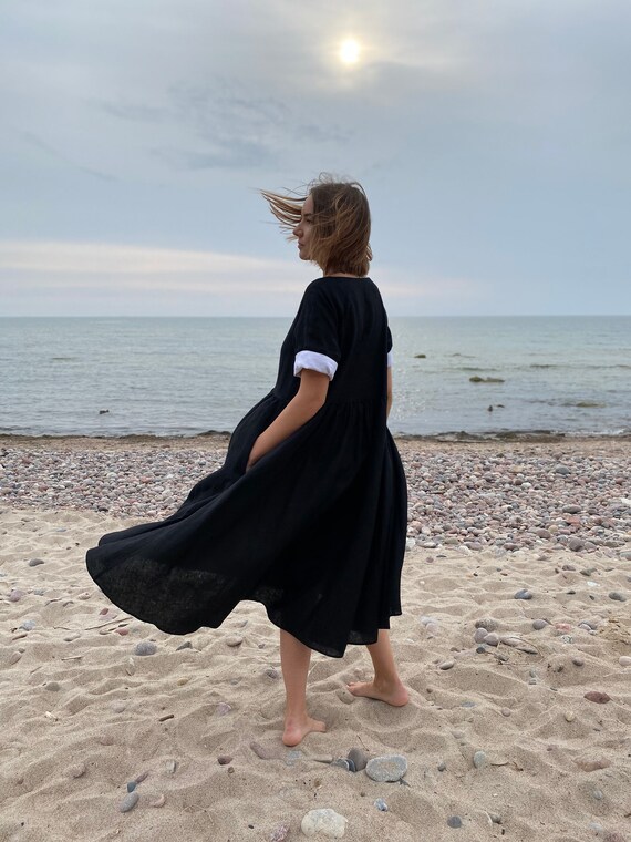 Handmade Maxi Linen Smock Dress, Relaxed Fit, Raglan Sleeve - Etsy Handmade Maxi Linen Smock Dress, Relaxed Fit, Raglan Sleeve - Etsy