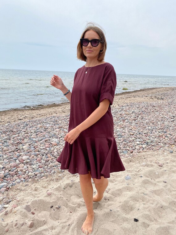 Buy Boxy Linen Dress With Pockets, Oversized Loose Vacation Dress, Plus  Size Linen Dress Online in India - Etsy