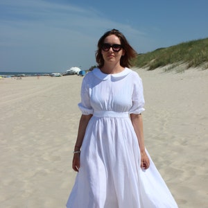 Linen wedding dress, Cottagecore dress, Milkmaid dress, Linen maxi dress, White linen dress