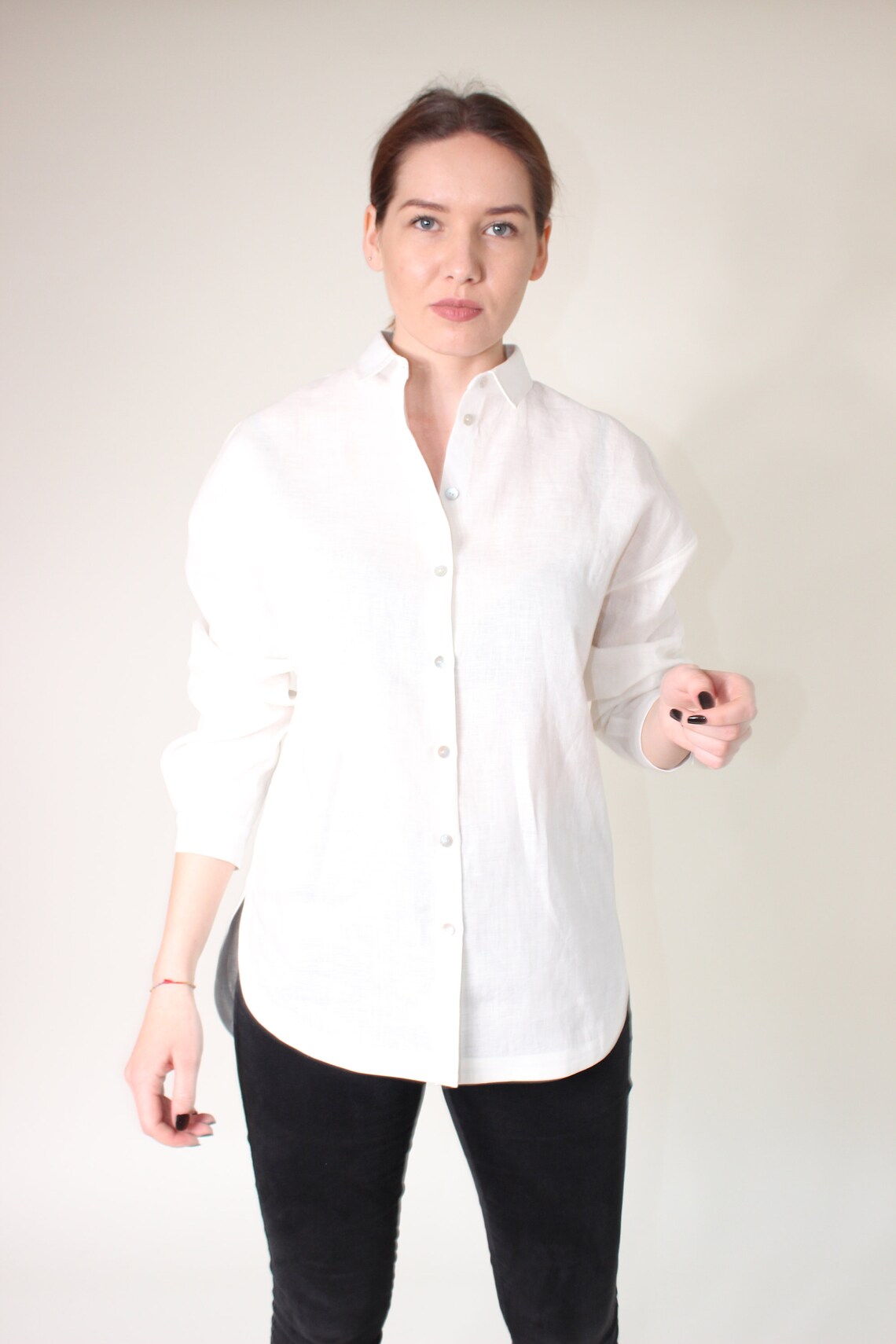 White Linen Blouse, White Linen Top, Linen Shirt Women, Capsule
