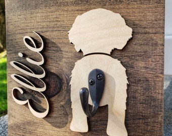 wooden dog leash holder etsy