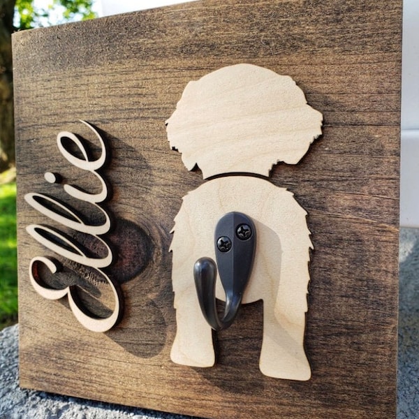 Dog leash hook-custom dog leash hook-dog leash hook with name-wooden dog leash holder-custom dog gift