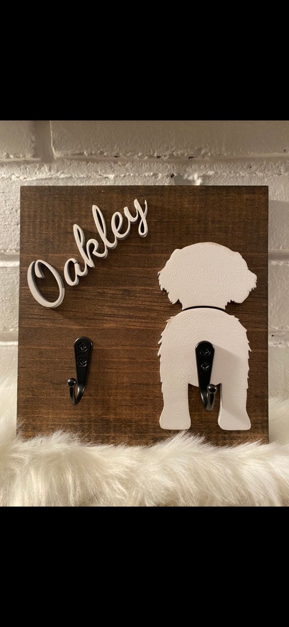 Dog leash hook-custom dog leash hook with name-wooden dog leash holder-custom dog gift