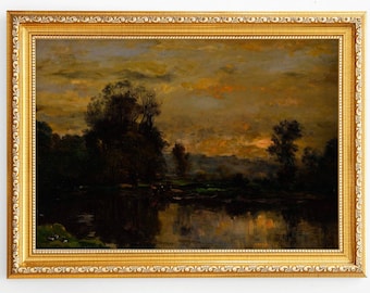 Vintage Moody Landscape Oil Painting Art Print (Digital Download)