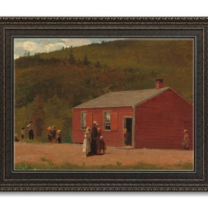Vintage Schoolhouse Oil Painting Art Print (Digital Download)