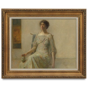 Antique Woman with Mask Portrait: Vintage Fine Art Print (Digital Download)