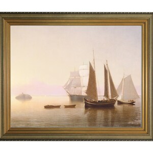 Antique Sailboat Oil Painting: Vintage Seascape Wall Art (Digital Download)