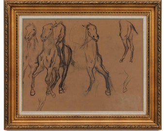 Vintage horse drawing sketch, horse drawing digital download, vintage horse print, farmhouse artwork