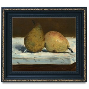 Vintage Pear Oil Painting: Antique Fruit Kitchen Art (Digital Download)