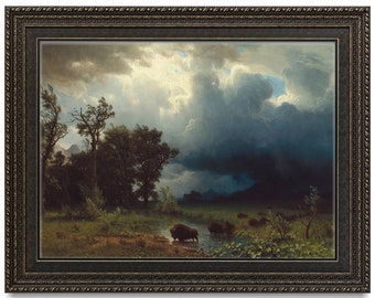 Dipinto ad olio antico con paesaggio lunatico, Scarica la stampa di paesaggi vintage, Arte murale naturalistica stampabile
