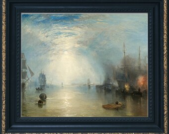 Vintage Seascape Painting: Moody Antique Sailboat Print (Digital Download)