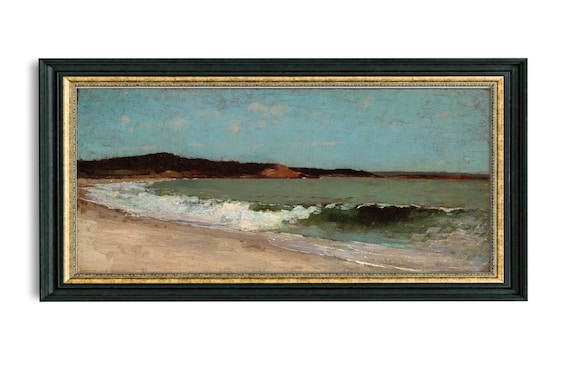 Vintage Seascape Painting: Coastal Beach Wall Art (Digital Download)
