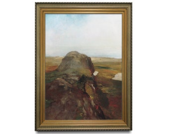 Stimmungsvolle Landschafts-Ölgemälde: Neutraler Kunstdruck (Digitaler Download)