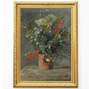 Vintage Wildflower Still Life Painting: Antique Floral Art (Digital Download)