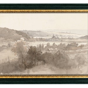 Vintage Landscape Sketch: Black and White Tree Art (Digital Download)