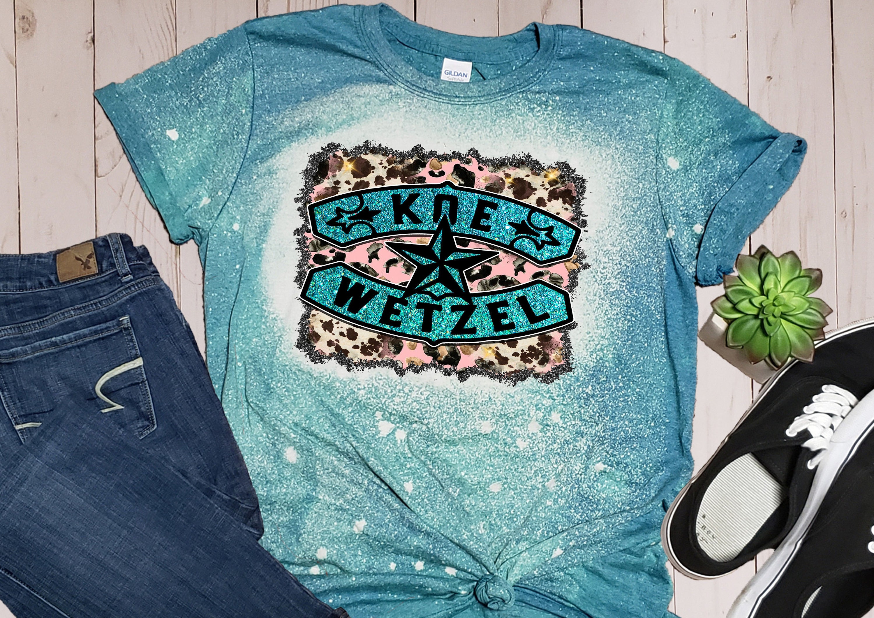 Koe Wetzel Graphic T Shirt/ Turquoise Leopard Print/Koe Effin Etsy