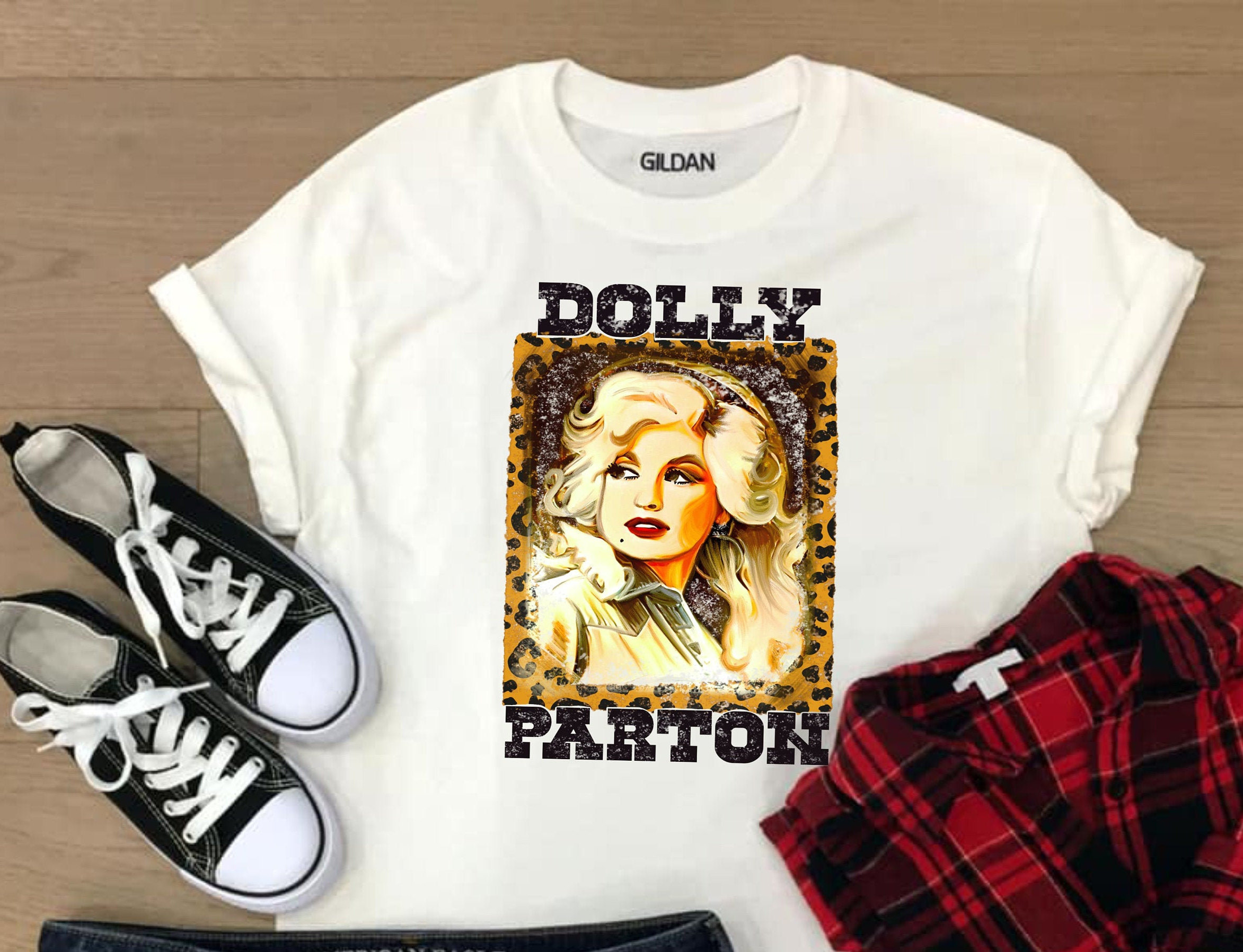 Dolly Parton Leopard Print Shirt/ Bleached/ Gift Etsy