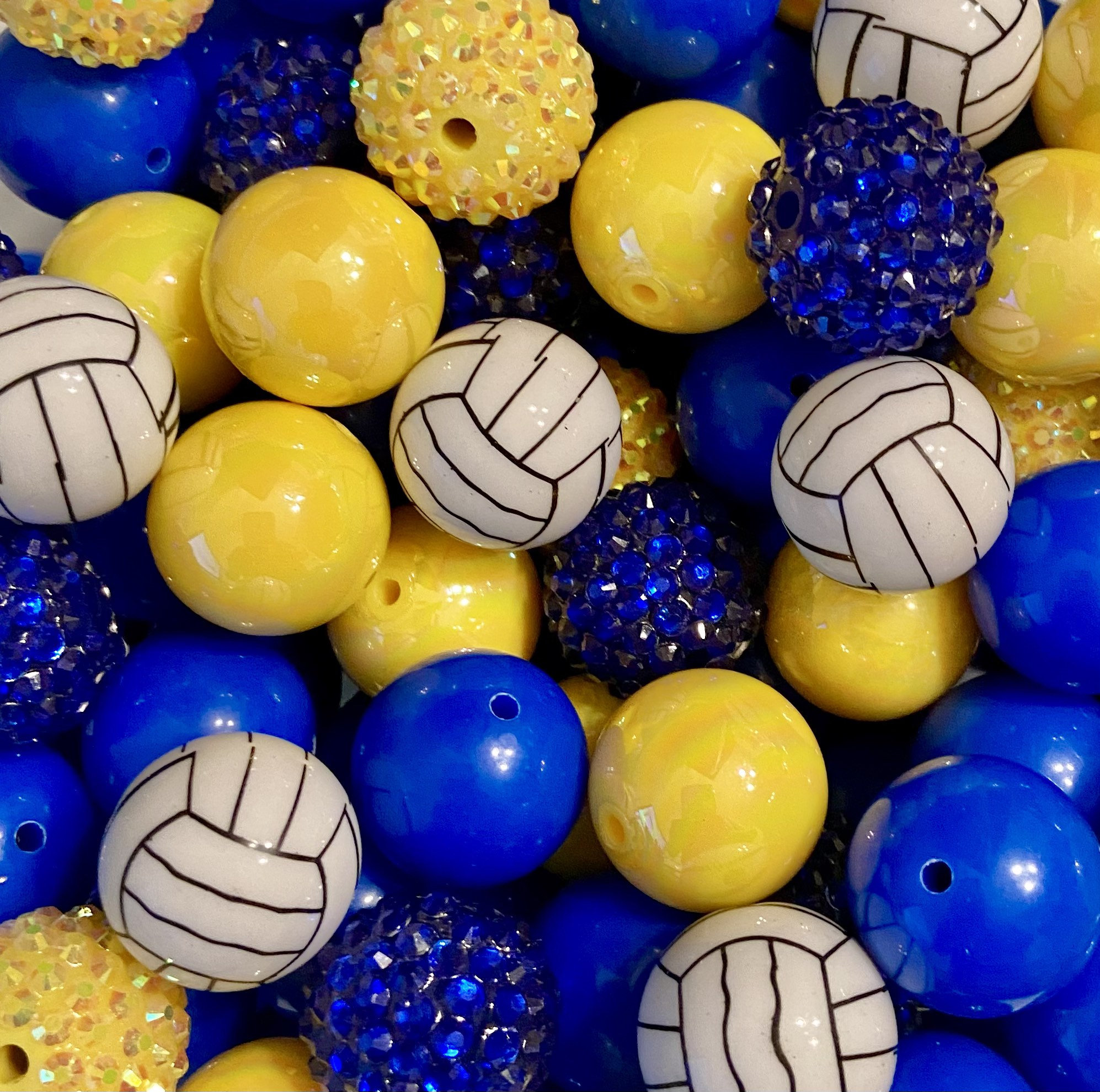 20mm Volleyball Print Bead 10 Count Etsy