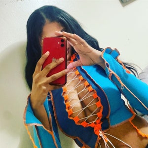 Hollow out tie front crop top