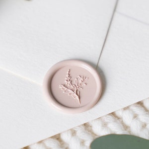 Sello de cera de hoja de salvia, autoadhesivo, invitación de boda botánica