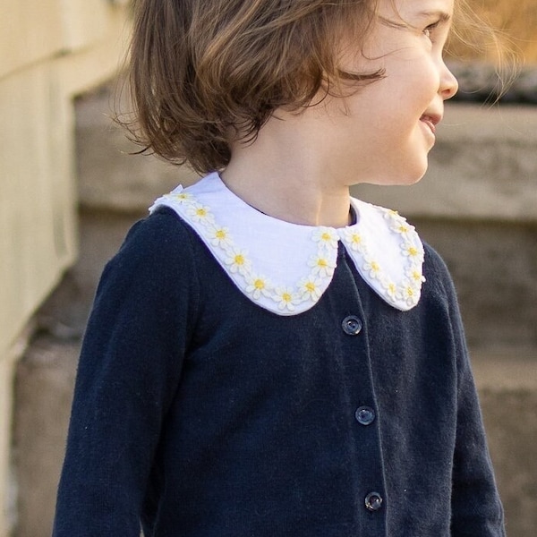 Whimsical Flower Collar, Retro Daisy Tie On Collar, Girl's Faux Collar Bib False Collar, White Cotton Layering Collar Necklace, Spring Photo