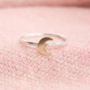 Gold Filled Crescent Moon Ring, Stacking Ring, Sterling Silver Ring, Dainty Ring, Crescent Moon for Women, Crescent Moon Silver