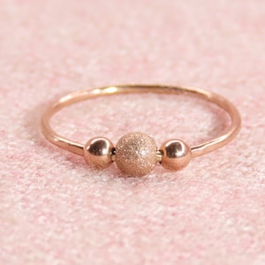 14k Rose Gold Filled Stardust Fidget Ring, Meditation Ring, Anxiety Ring, Beaded Ring, Spinner Ring