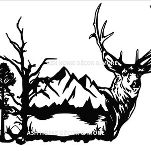 Cerf mulet Svg, chasse chasse chasseur svg, svg plein air, svg amateur de plein air, svg scène buck, wapiti svg, autocollant, décoration, chemise, forêt svg, nature
