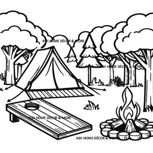 barraca acampamento corn hole jogo svg, acampamento svg, campista svg, acampamento svg, jogo cornhole svg, floresta svg, homem ao ar livre svg, natureza