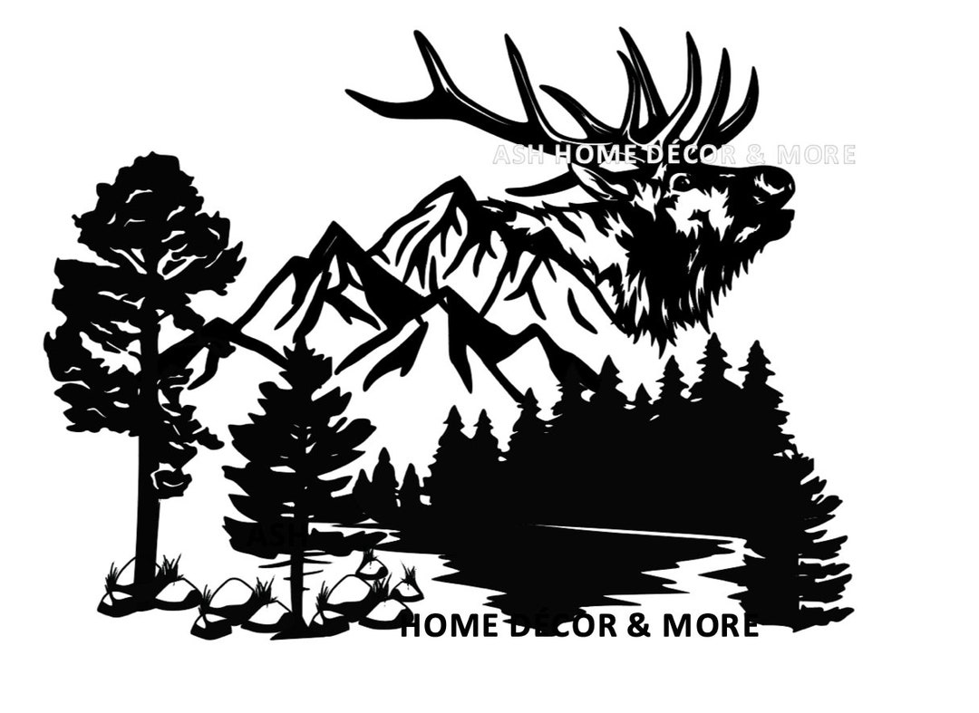 Elk Svg, Elk Mountain Svg, Elk Country Svg, Elk Scene SVG Etsy