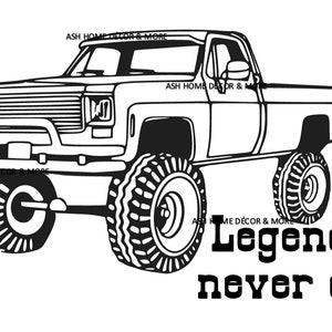 Squarebody Chevy SVG, Chevy vrachtwagen SVG, legendes nooit sterven svg, truck life SVG, square body vrachtwagens svg, Chevrolet vrachtwagen svg, jaren 1970 en 1980