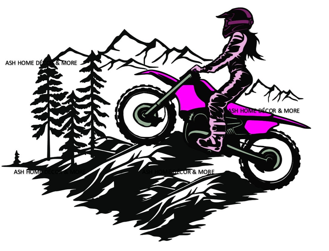 Girl Dirt Bike Motorcycle Scene Svg, Dirt Bike Rider Svg, Moto Svg