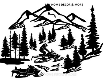 Snowmobile Rider SVG: Mountain Winter Sports Sled Cut File (Digital Download)